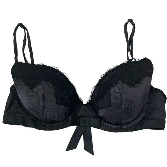 Victoria’s Secret Black Lace with bow detail underwire Bra size 36C - Picture 1 of 3